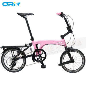 ORI M9 16吋9速鋁合金折疊單車(含後貨架)-烤漆粉紅