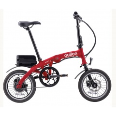 oullon歐龍 E16-1小紅隼 16吋單速鋁合金碟煞電動輔助折疊自行車-胭脂紅