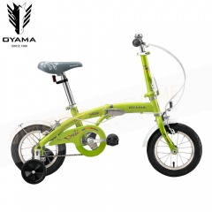 OYAMA 12吋高碳鋼小海豚兒童折疊單車JR200/附輔助輪-綠(90-150CM)