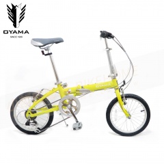 OYAMA-16吋鋁合金6速小神馬ponyA123折疊單車-黃(120-175CM)(限重75公斤)