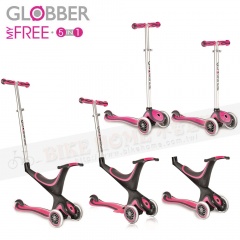 Globber哥輪步-五合一兒童滑板車/滑步車/學步車/三輪設計/適1~6歲/轉向鎖定/踏板/限50公斤-粉紅