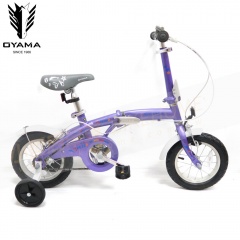 OYAMA 12吋高碳鋼小海豚兒童折疊單車JR200/附輔助輪-紫(90-150CM)