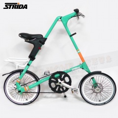 STRIDA速立達 2017SX版18吋單速摺疊單車皮帶碟剎三角形折疊單車-薄荷綠/前後叉截色橘