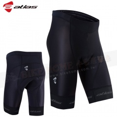 Atlas 5分車褲(HJ-7802-1)/涼感透氣網車褲(30~38°炎夏)/專利5代3D立體囊袋褲墊-男-黑接黑
