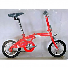 OYAMA 12吋高碳鋼小海豚兒童折疊單車JR200/附輔助輪-紅(90-150CM)