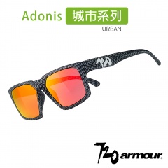 720armour URBAN系列Adonis(B390-5) 防爆PC灰紅鍍膜太陽眼鏡/運動風鏡-黑銀方塊框