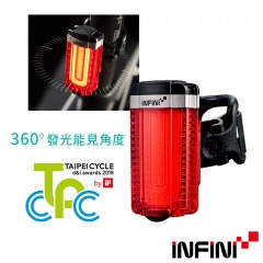 INFINI TRON I-280R警示後燈(IU燈)360度LED/閃爍50流明/USB充電/超輕23g(含刀型管支架/安全帽黏扣帶)