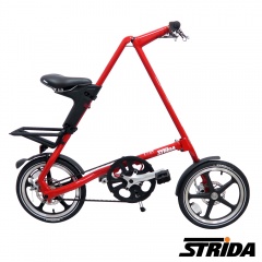 STRiDA速立達 LT特仕版16吋單速碟剎/皮帶傳動/折疊後可推行/三角形單車-亮紅