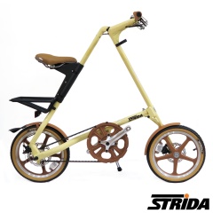 英國STRiDA速立達 LT版16吋單速碟剎/皮帶傳動/折疊後可推行/三角形單車-奶油