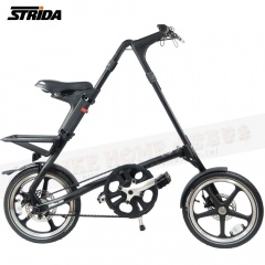 STRIDA速立達 外銷版(西班牙)-16吋LT版折疊單車皮帶碟剎三角形折疊單車-平光黑