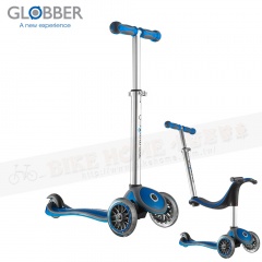 Globber哥輪步 四合一兒童滑板車/滑步車/學步車-鍍鈦/藍