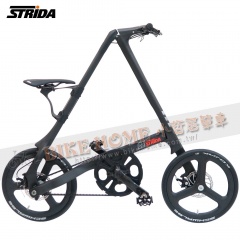 STRIDA速立達 C1 Carbon 18吋全碳纖手工折疊單車皮帶碟剎三角形折疊單車-消光黑