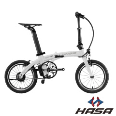 HASA SEF16 16吋單速5段電動輔助碳纖前叉摺疊自行車-白