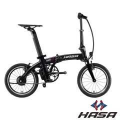 HASA SEF16 16吋單速5段電動輔助碳纖前叉摺疊自行車-黑