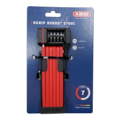 ABUS德國防盜鋼板摺疊鎖-密碼款-紅 uGrip BORDO 5700 Combo/5mm平方硬化鋼鏈*80cm/含扣具/約830g/長17.8*寬6.9cm(防盜等級7)