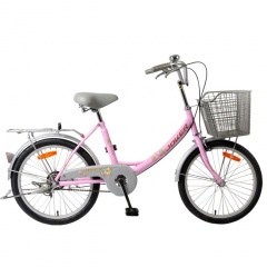 JOKER傑克單車A220-淑女車20吋高碳鋼單速(含菜籃)-粉紅色