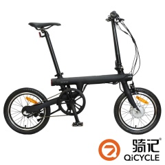 QiCYCLE騎記 2023EF1台製歐規版 16吋鋁合金電動輔助折疊自行車-黑（閃電標章）