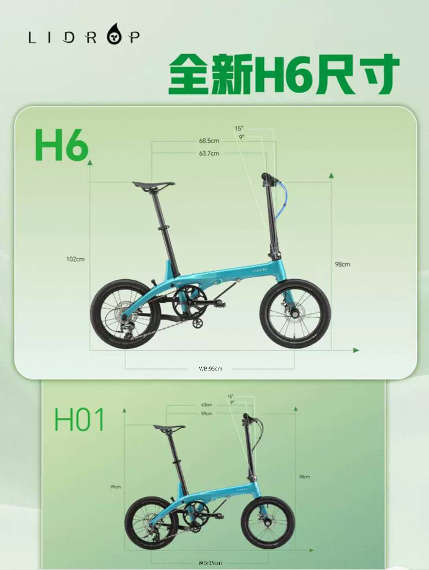 Lidrop一丁點 H6 PRO長軸版-海灣藍(基本色) 16吋(305)6速機械碟煞碳纖折疊單車