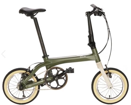 KOLiBRI蜂鳥 鋁合金內變3速14吋輪簡易立管折疊小徑單車-古典綠Vintage green（後貨架為加購品）