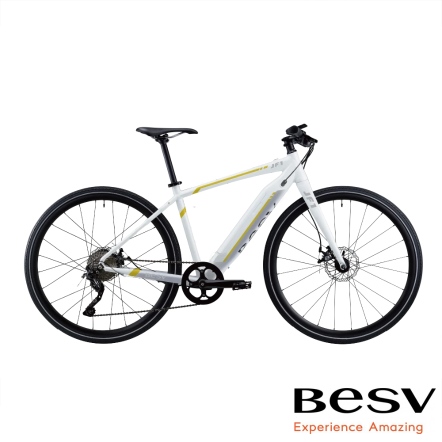 BESV JF1 10速3段電輔碟煞平把公路單車E-Bike電輔車-亮白
