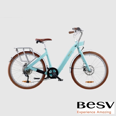 BESV CF1-LINO 26吋10速3段電輔鋁合金碟煞通勤淑女單車E-Bike電輔車-湖水綠