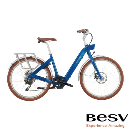 BESV CF1-LINO 26吋10速3段電輔鋁合金碟煞通勤淑女單車E-Bike電輔車-天空藍